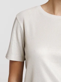 Tee-shirt côtelé écru femme
