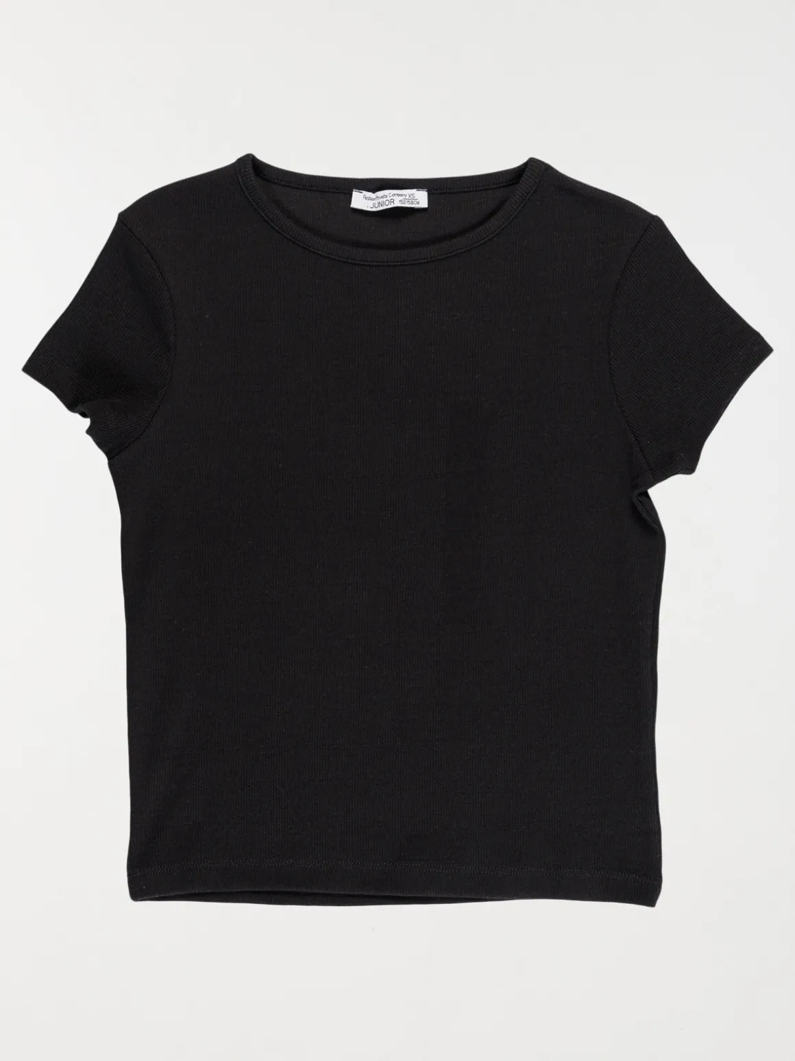 Tee-shirt côtelé noir fille (XXS-M)