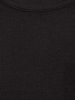 Tee-shirt côtelé noir fille (XXS-M)