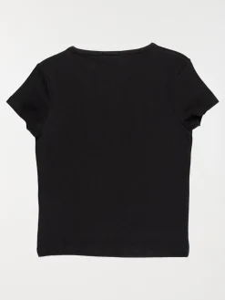 Tee-shirt côtelé noir fille (XXS-M)