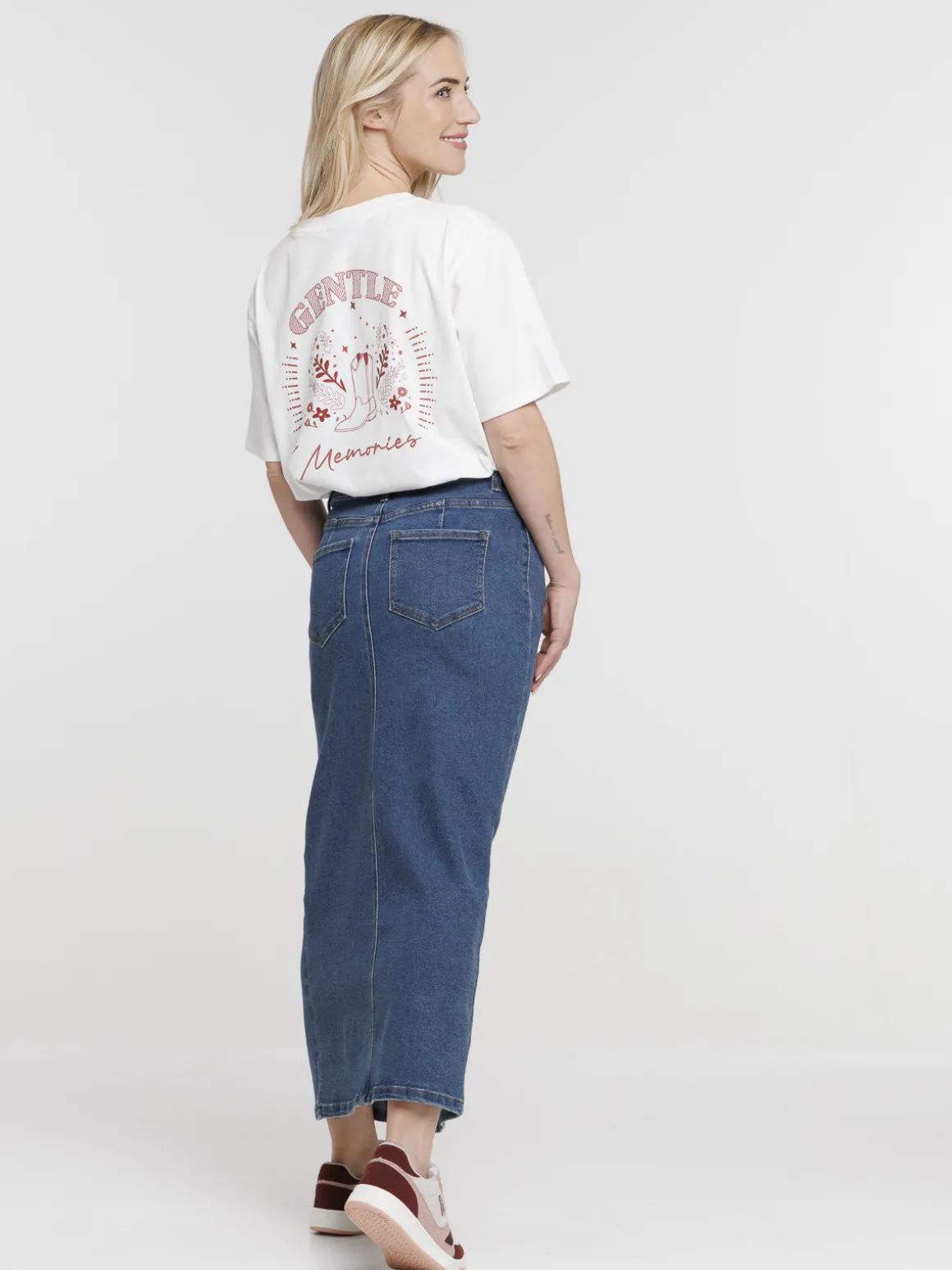 Tee-shirt imprimé dos écru femme