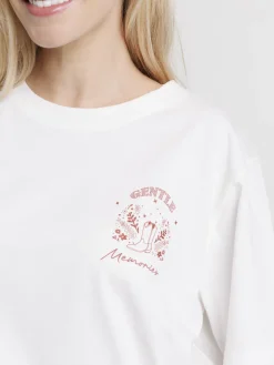 Tee-shirt imprimé dos écru femme