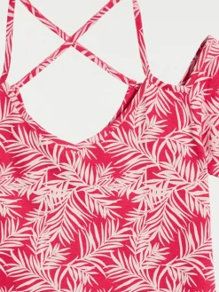 Tee-shirt imprimé végétal fushia femme