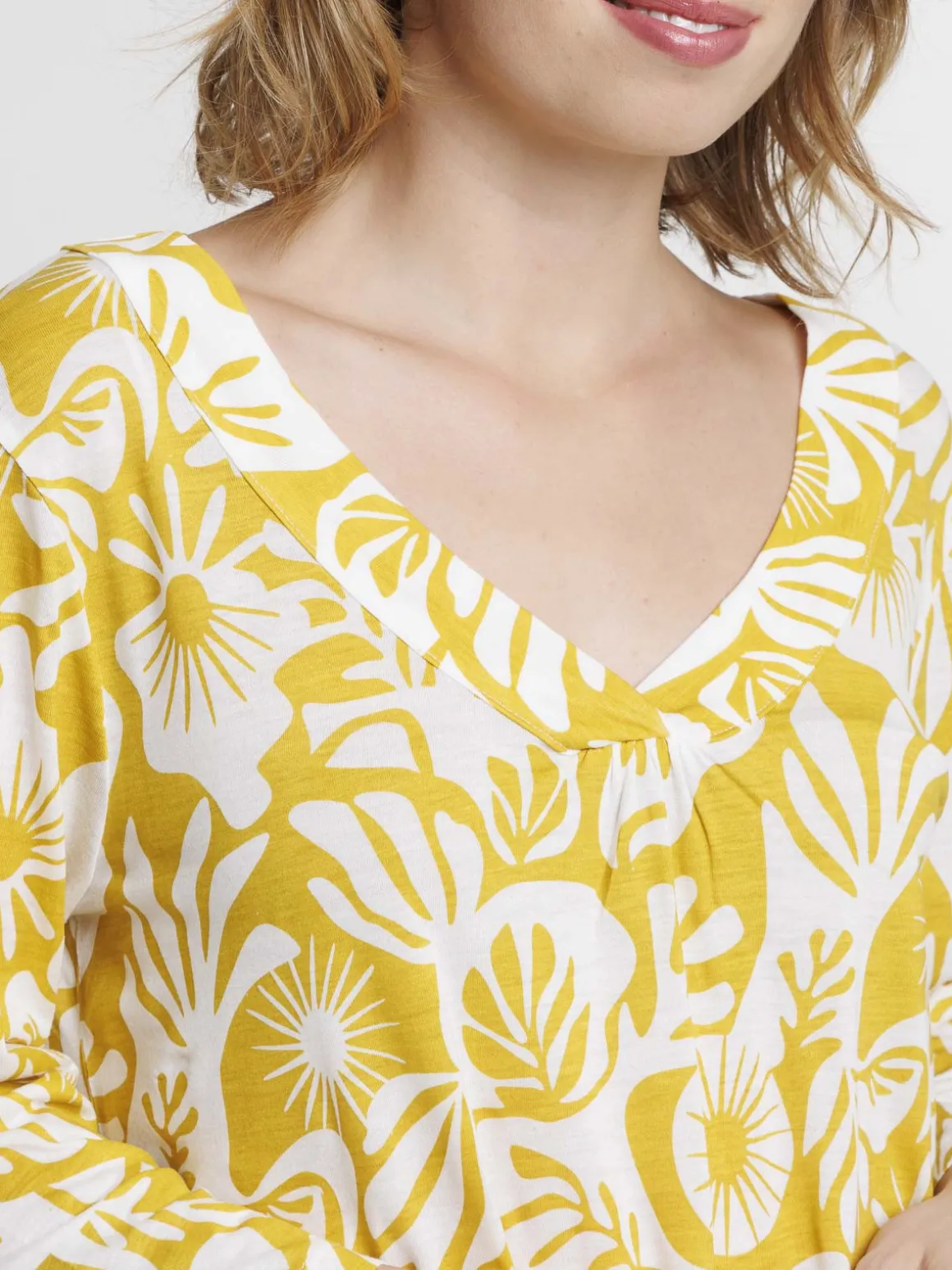 Tee-shirt jaune curry femme