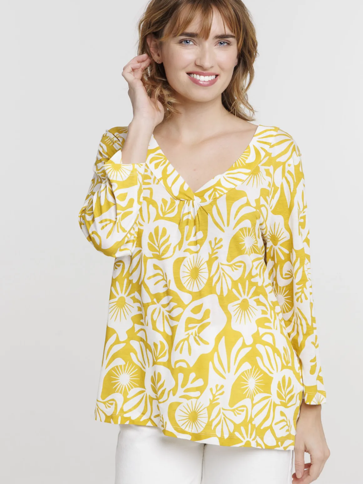 Tee-shirt jaune curry femme