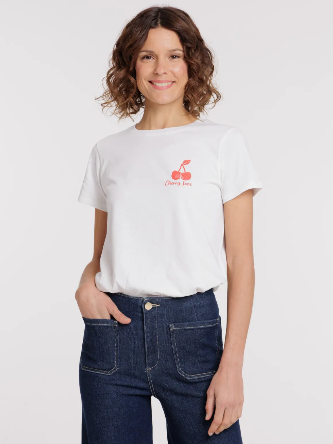 Tee-shirt motif cerise femme