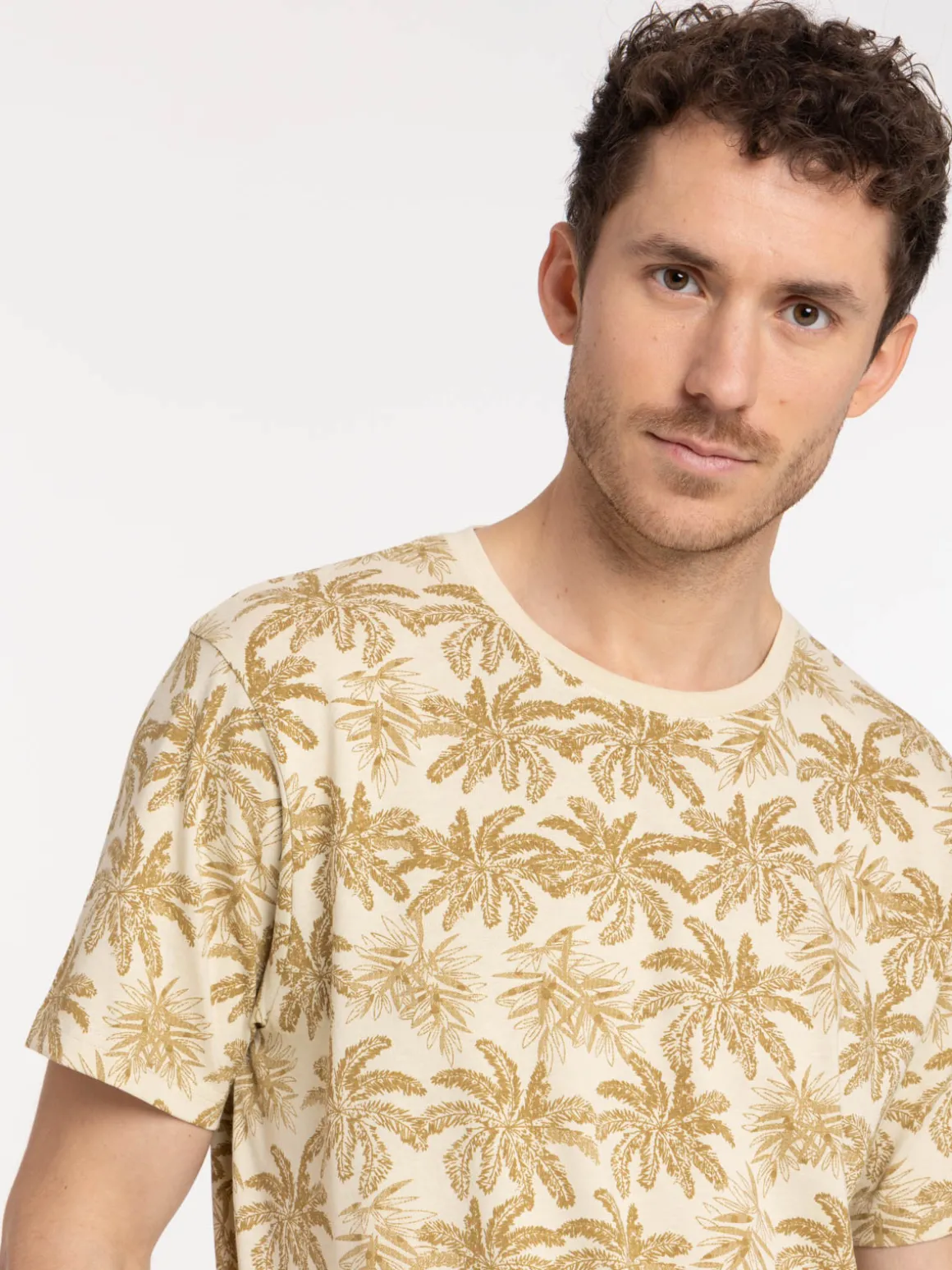 Tee-shirt motif feuille tropicale homme