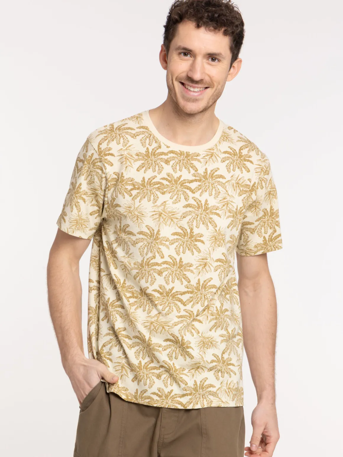 Tee-shirt motif feuille tropicale homme