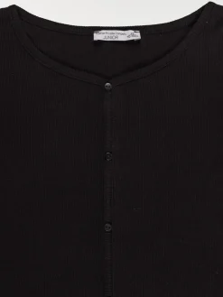 Tee-shirt noir boutons fille (XXS-M)