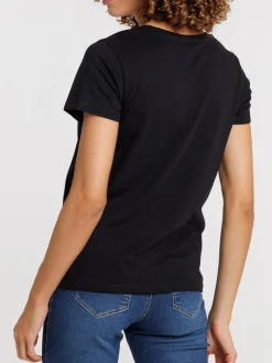 Tee-shirt noir col V femme