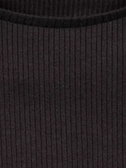 Tee-shirt noir côtelé fille (XXS-M)