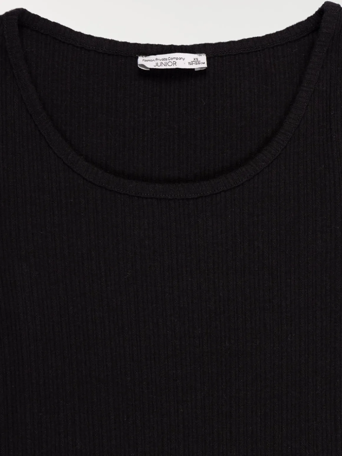 Tee-shirt noir côtelé fille (XXS-M)