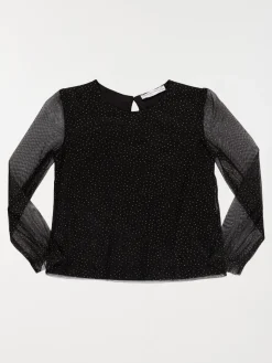 Tee-shirt noir pois dorés fille (3-12A)
