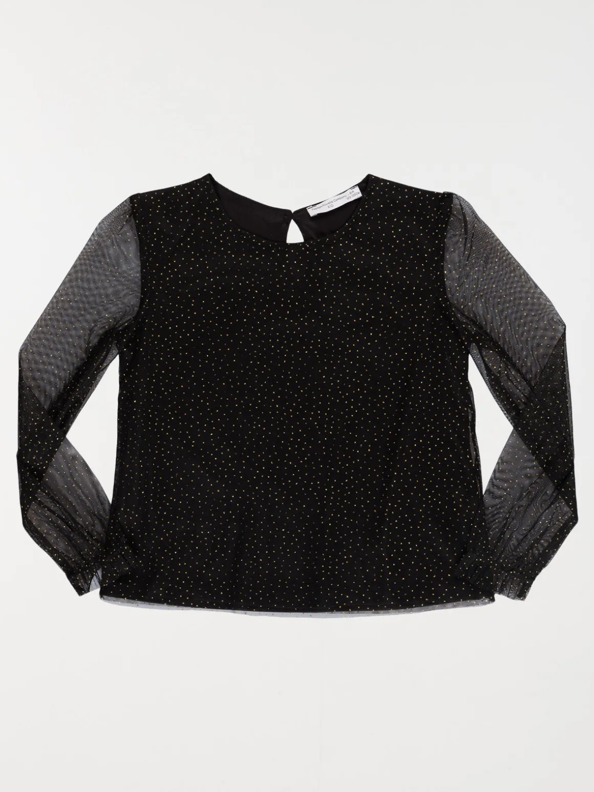 Tee-shirt noir pois dorés fille (3-12A)