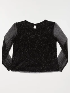 Tee-shirt noir pois dorés fille (3-12A)
