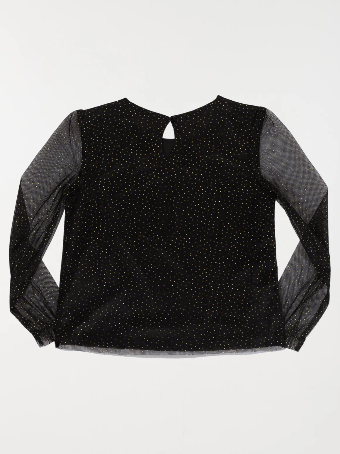 Tee-shirt noir pois dorés fille (3-12A)