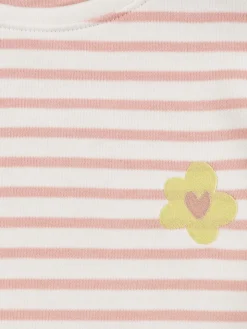 Tee-shirt rayé et fleur fille (3-12A)