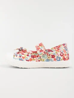 Tennis fleurie toile noeud fille (20-23)
