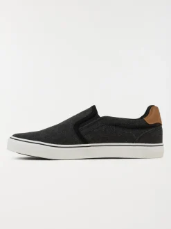 Tennis toile slip-on noire homme (40-45)