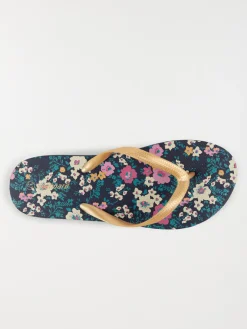 Tong imprimé fleuri femme marine (36-41)