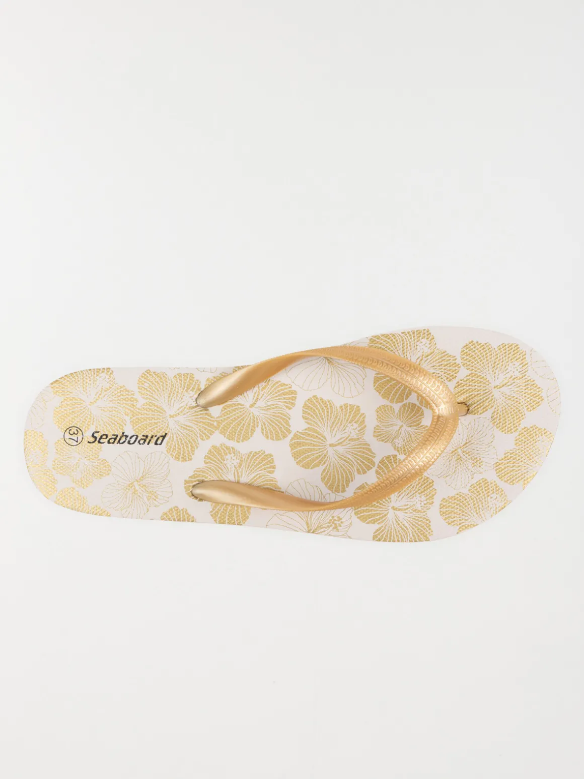 Tong motif fleur doré femme (36-41)