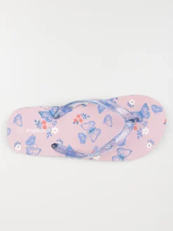 Tong motif papillon rose (31-35)