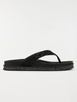 Tong strass coloris noir femme (36-41)