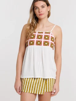 Top à bretelles macramé coloré femme