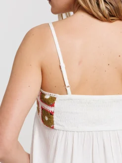 Top à bretelles macramé coloré femme