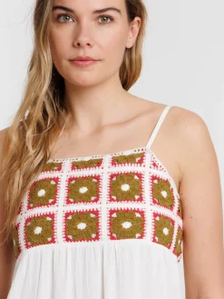 Top à bretelles macramé coloré femme