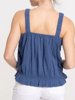 Top bretelles bleu de fès femme