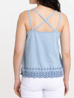 Top bretelles croisées dos stone femme