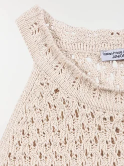 Top crochet crème grisée fille (XXS-M)