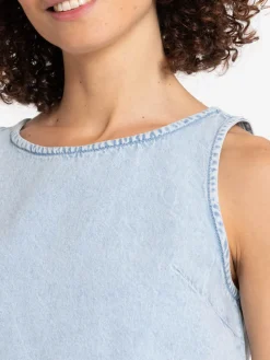 Top denim à bretelles femme