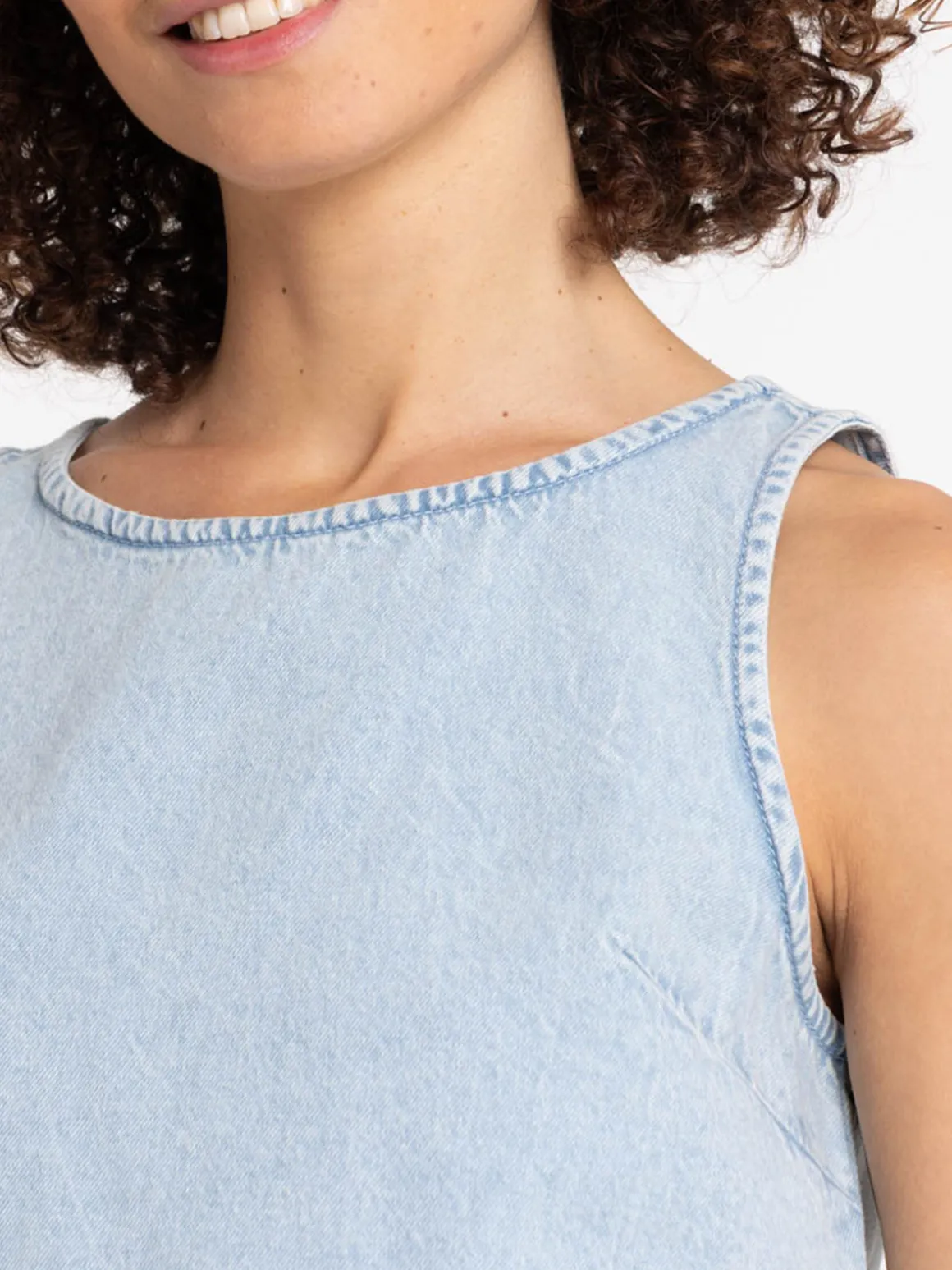 Top denim à bretelles femme