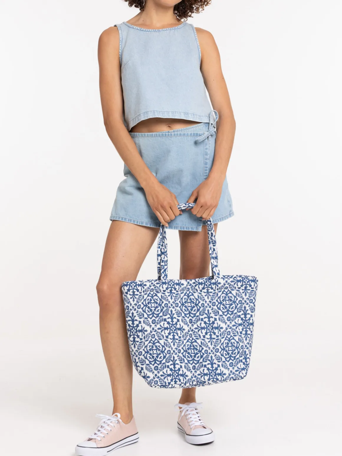 Top denim à bretelles femme