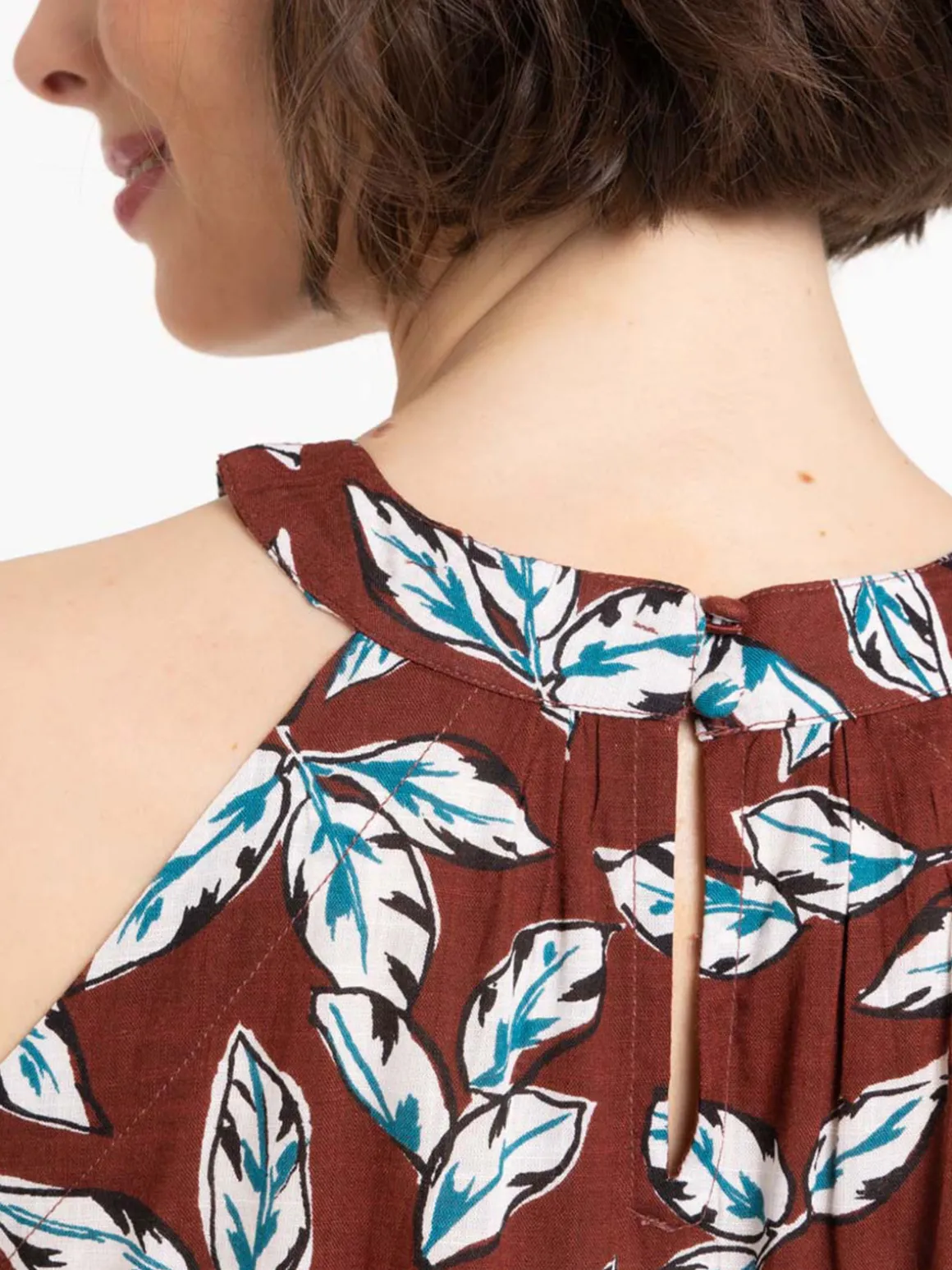 Top fleuri à bretelles femme