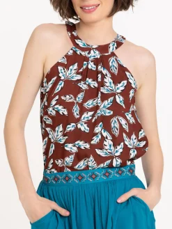 Top fleuri à bretelles femme