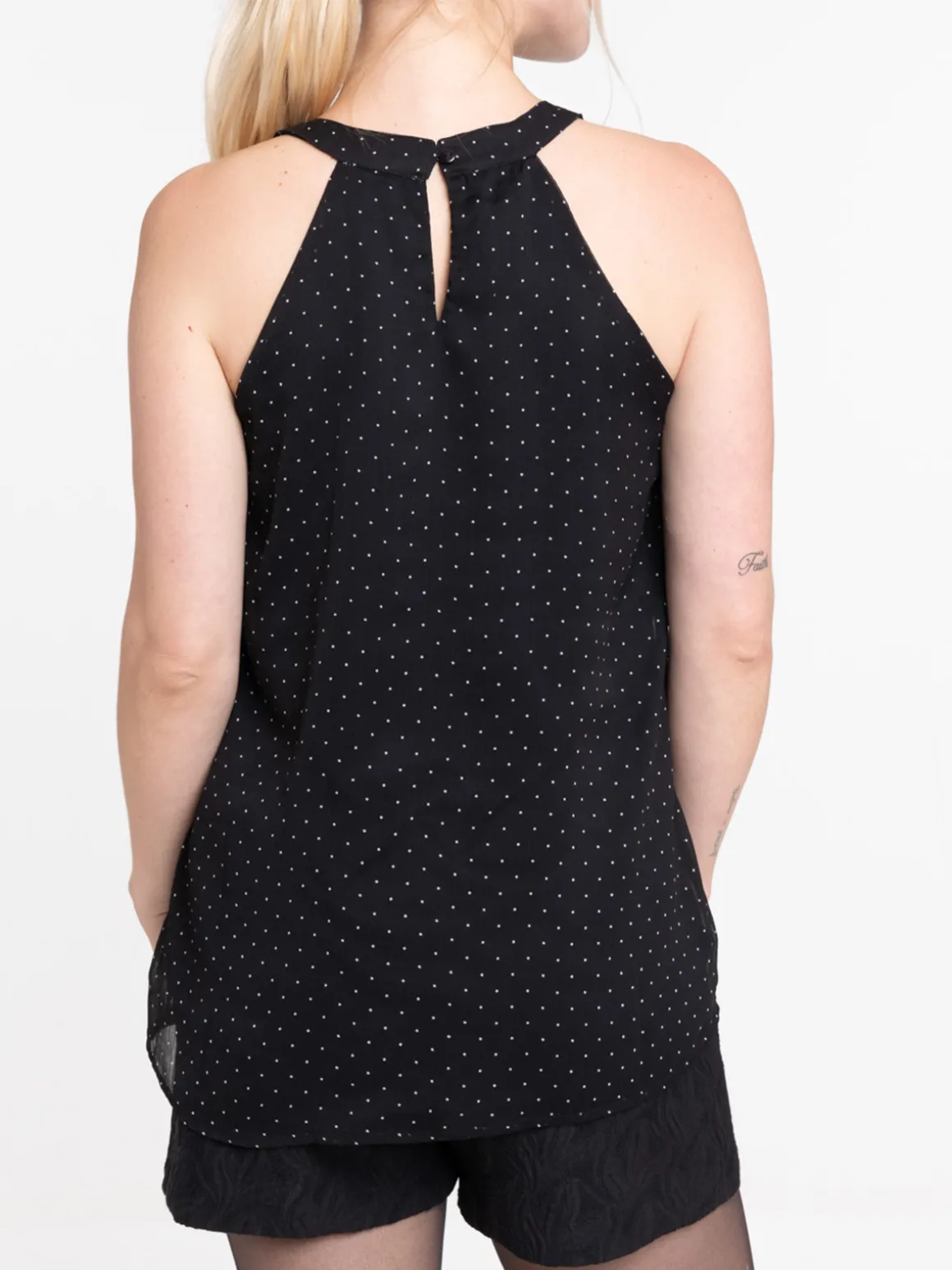Top imprimé volanté femme noir