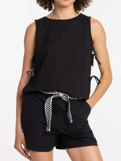 Top noué côté noir femme