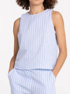 Top rayé coton et lin femme