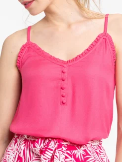Top uni flamant rose femme