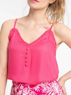 Top uni flamant rose femme