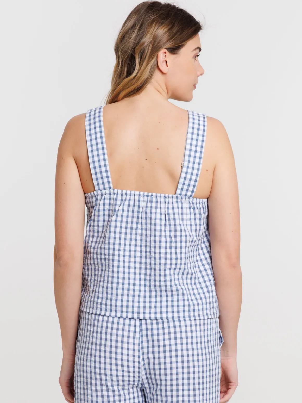Top vichy à bretelles femme