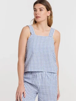 Top vichy à bretelles femme