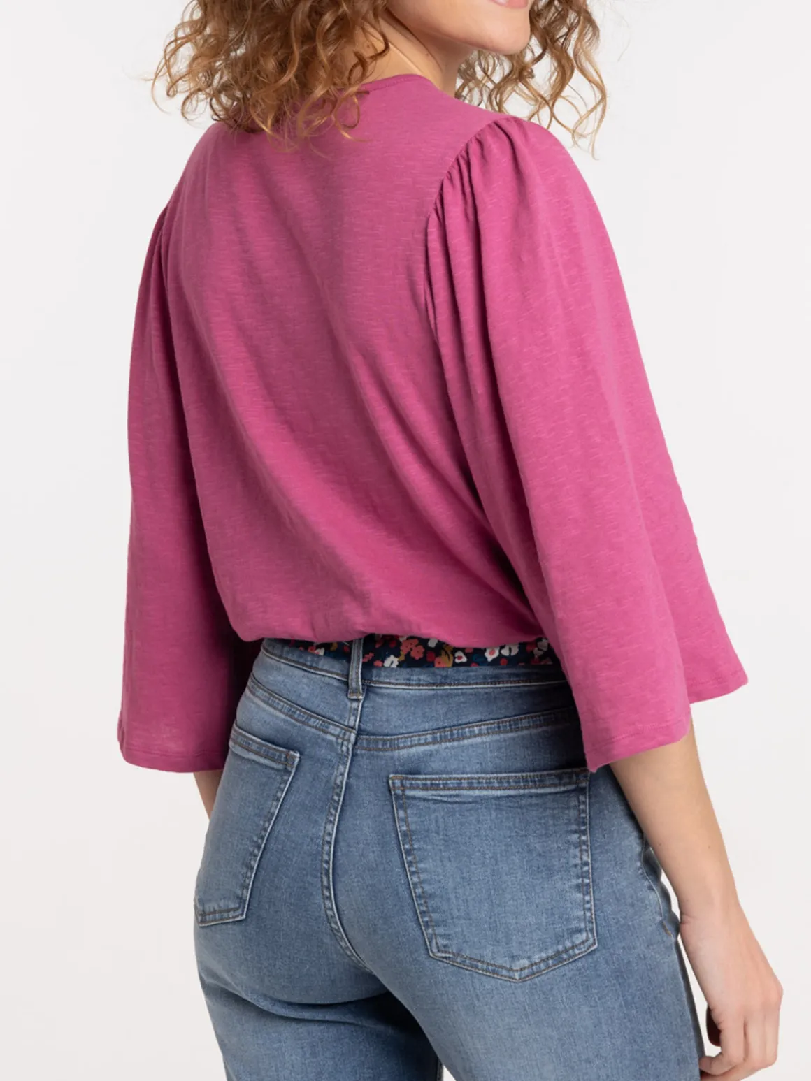 T-shirt aubergine dentelle macramé femme