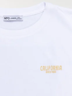 T-shirt blanc California garçon (XXS-M)