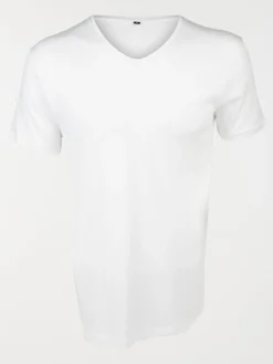T-shirt blanc col V homme