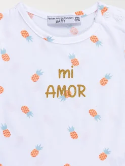 T-shirt blanc Mi amor fille (3-36M)