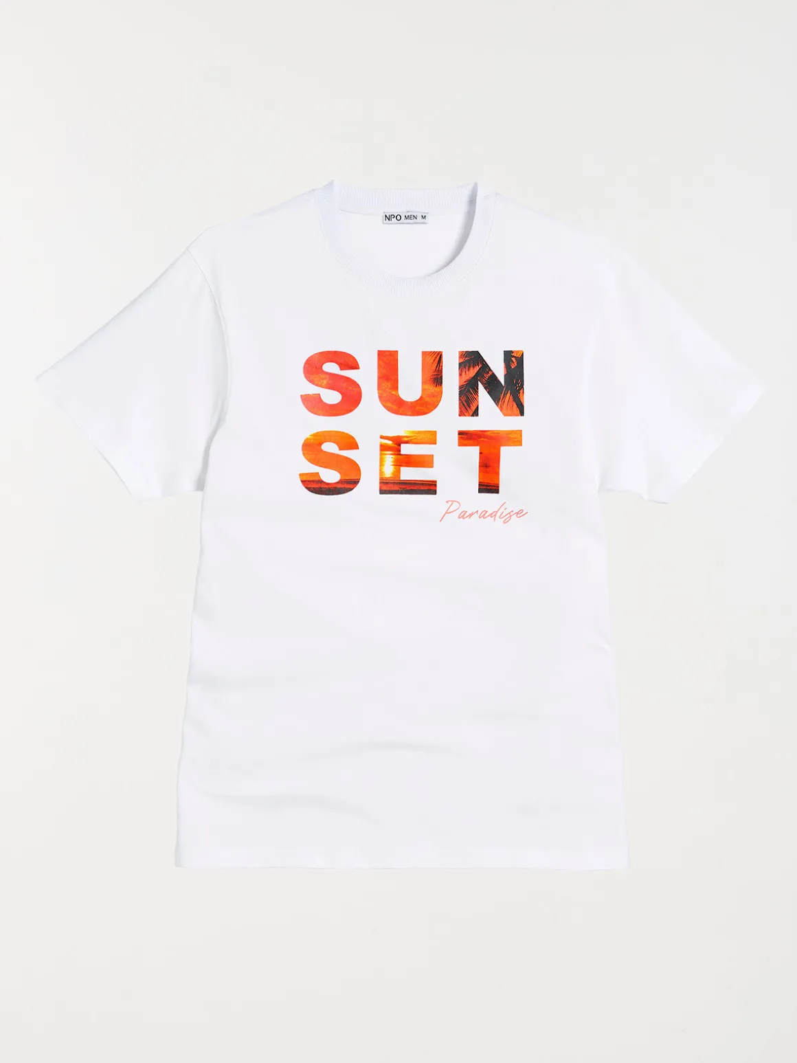 T-shirt blanc sunset paradise homme